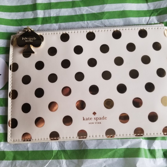 kate spade Accessories - NWT Kate Spade Golden Dots Pencil Pouch Set